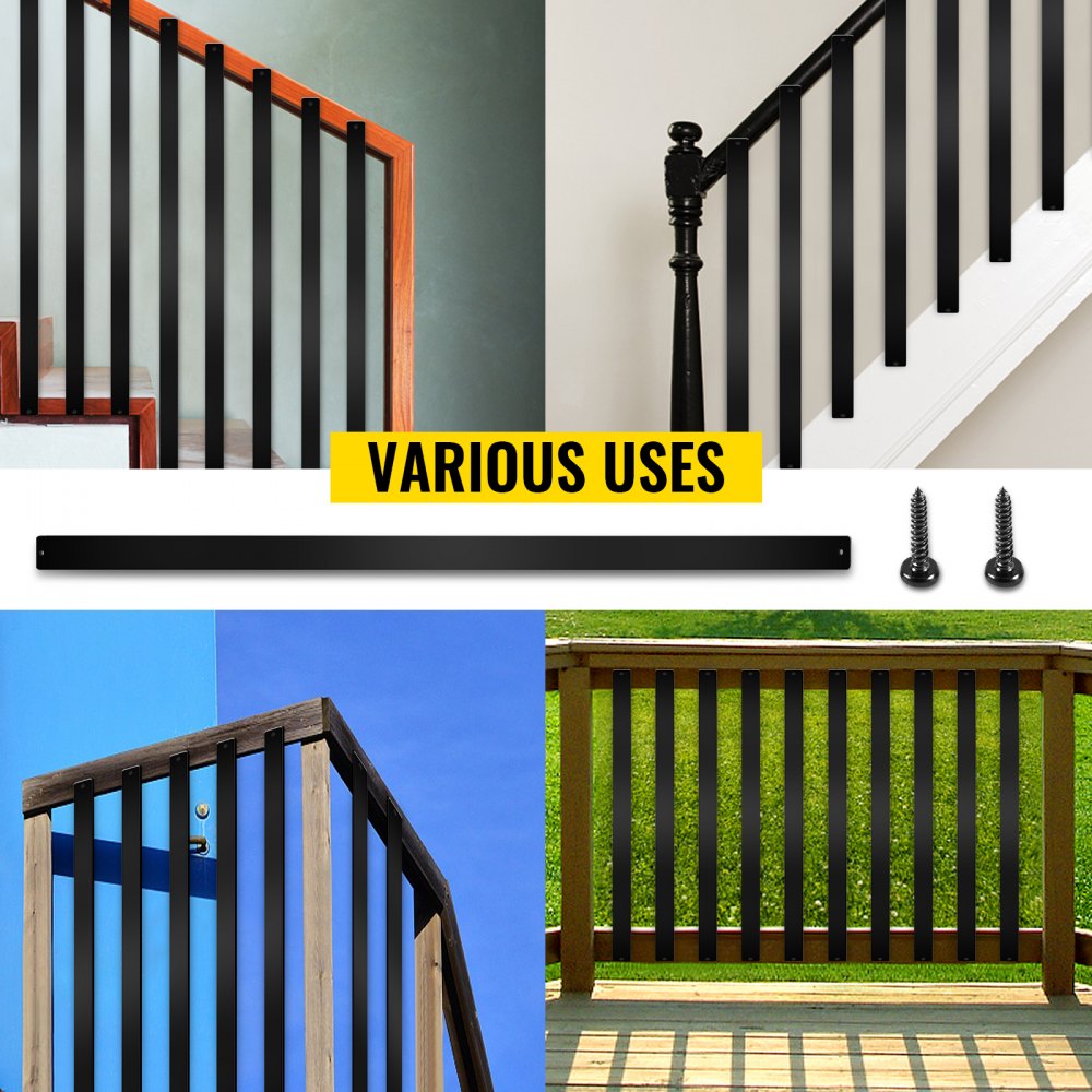 010821649388 - Modern Black Aluminum Deck Balusters, Easy Installation