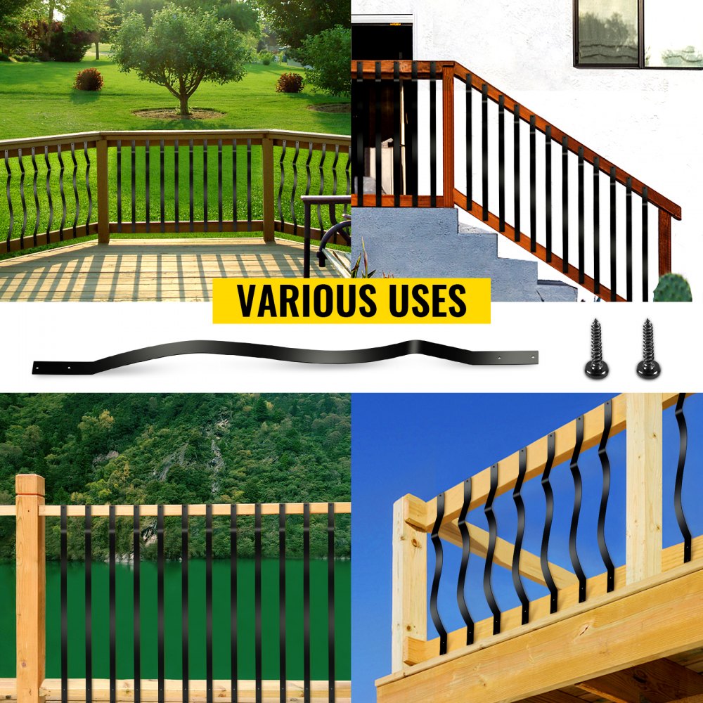 010889851220 - 32.25" Aluminum Alloy Black Deck Balusters, Easy Installation