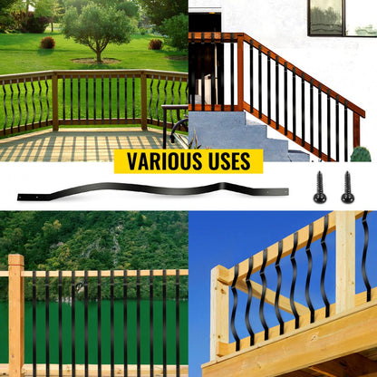 010889851220 - 32.25" Aluminum Alloy Black Deck Balusters, Easy Installation