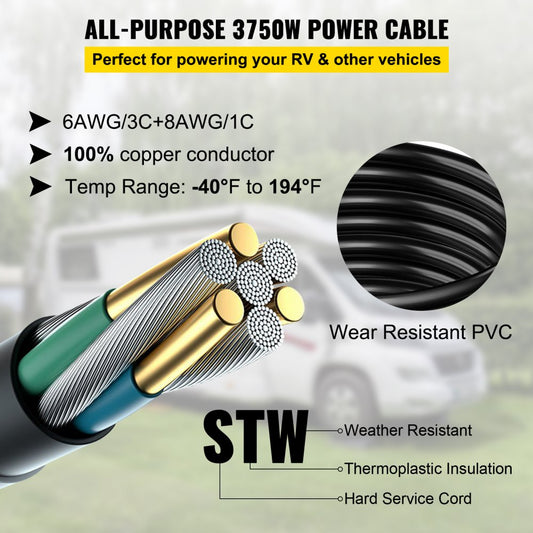 010140701773 - 50FT Heavy-Duty RV Power Cord with Twist-Lock Design