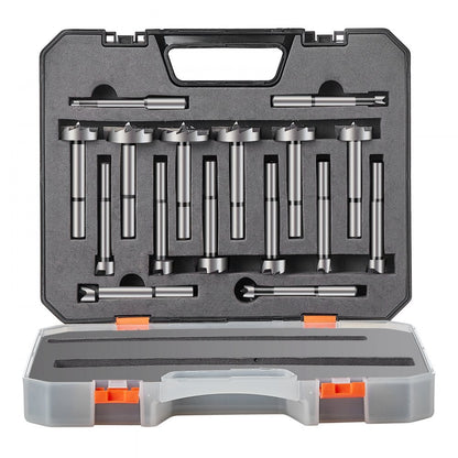 M16 - 16 Pcs Carbon Steel Forstner Bit Set, 1/4" to 1-5/8"