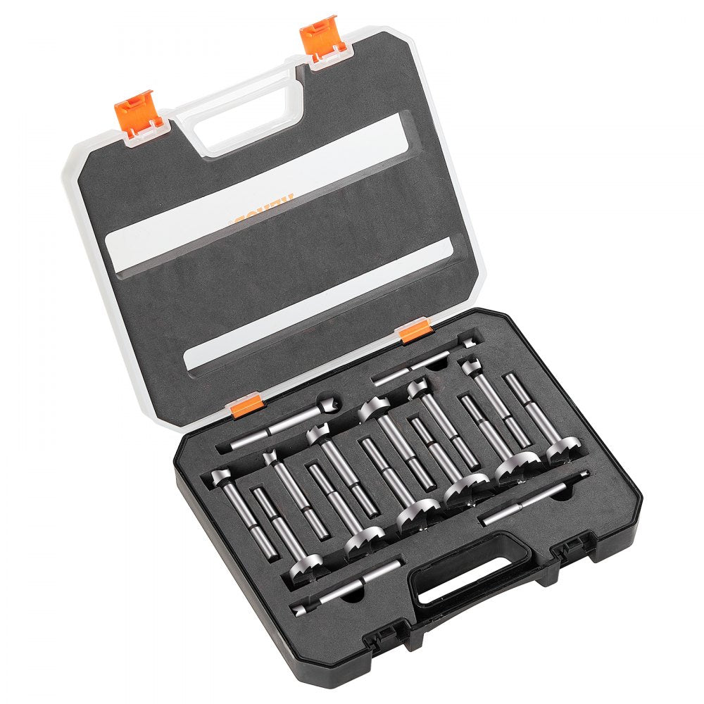 M16 - 16 Pcs Carbon Steel Forstner Bit Set, 1/4" to 1-5/8"