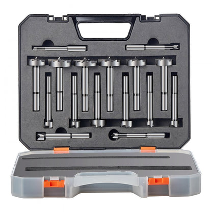 M16 - 16 Pcs Carbon Steel Forstner Bit Set, 1/4" to 1-5/8"