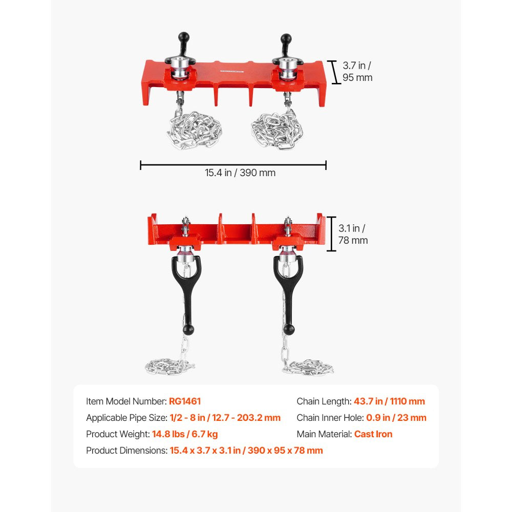 RG1461 - Heavy-Duty Pipe Welding Vise, 1/2" to 8" Diameter