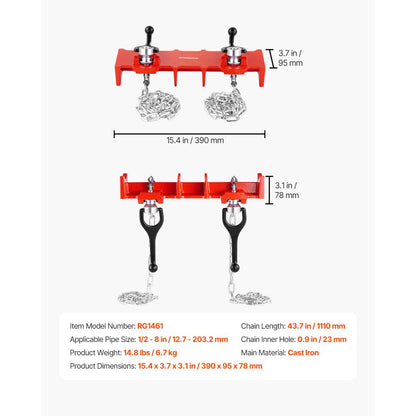 RG1461 - Heavy-Duty Pipe Welding Vise, 1/2" to 8" Diameter