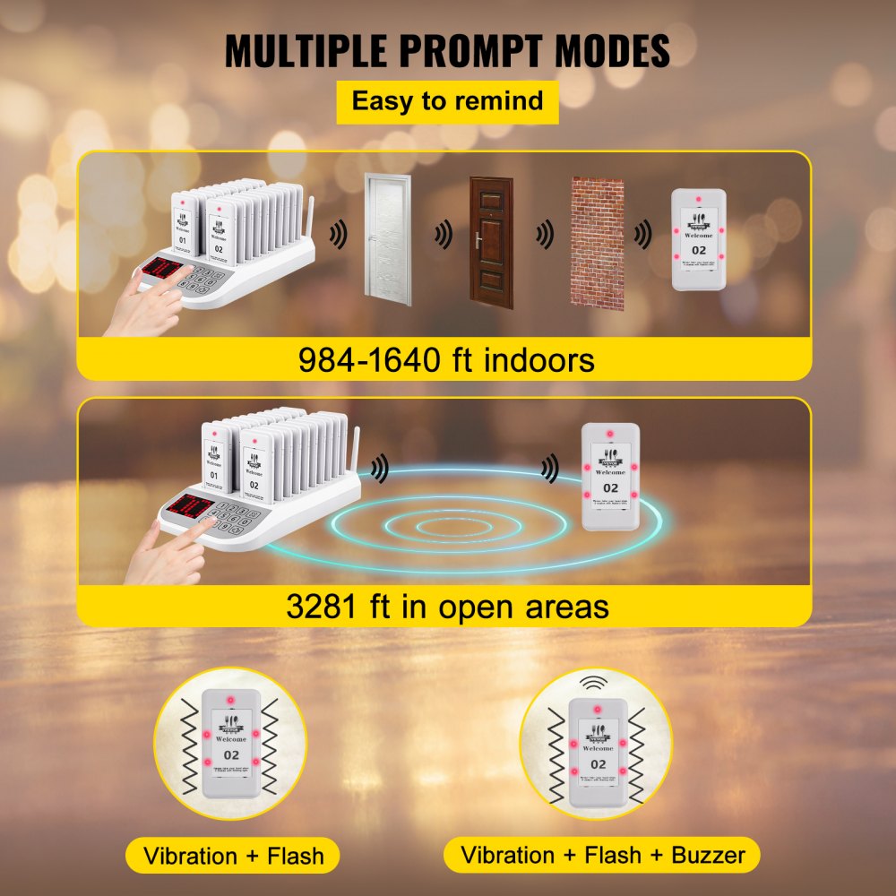 F103 - 98-Channel Wireless Calling System with 20 Pagers