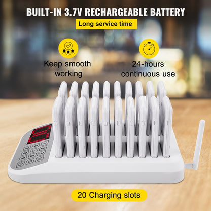 F103 - 98-Channel Wireless Calling System with 20 Pagers