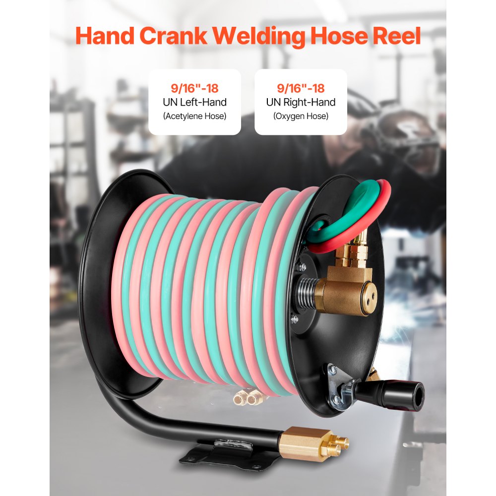WHRMS02 - Heavy-Duty Steel Welding Hose Reel with 3ft Lead-In Hose