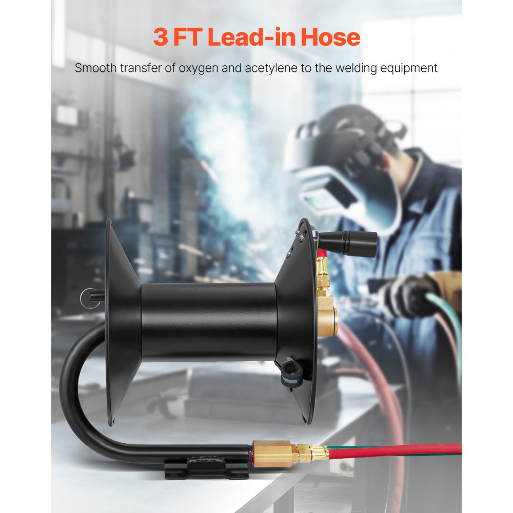 WHRMS02 - Heavy-Duty Steel Welding Hose Reel with 3ft Lead-In Hose