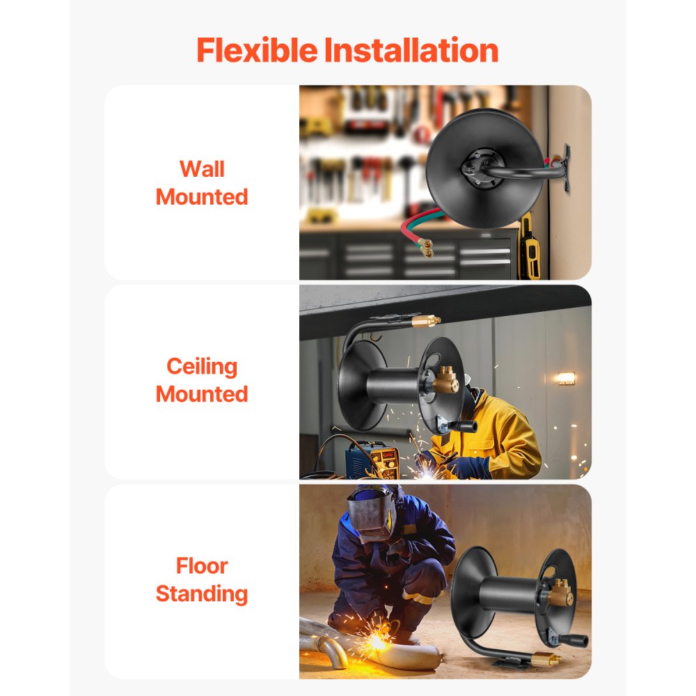 WHRMS02 - Heavy-Duty Steel Welding Hose Reel with 3ft Lead-In Hose