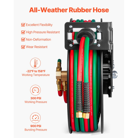 WDHRS01-TTW1450A - 50FT Rubber Welding Hose Reel with Auto-Rewind