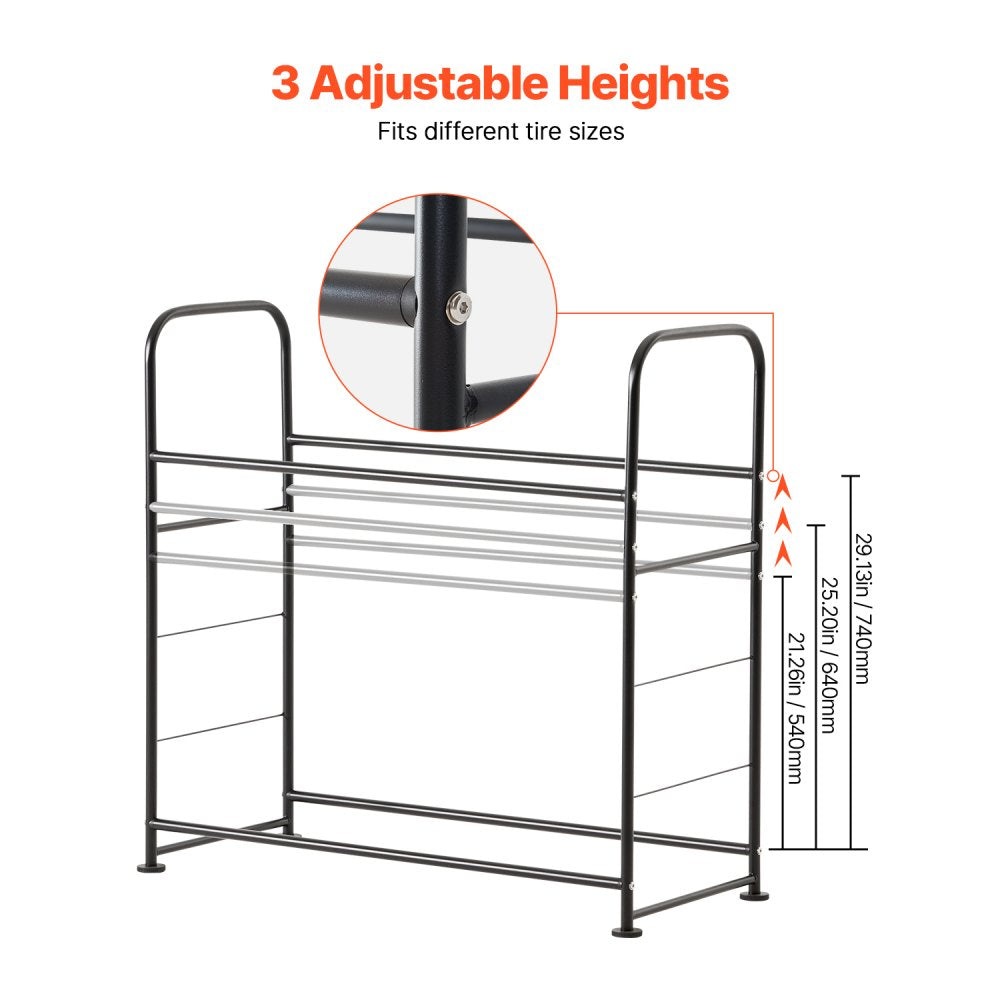 LX060 - Heavy-Duty Tire Storage Rack for 8 Tires with Dust Cover
