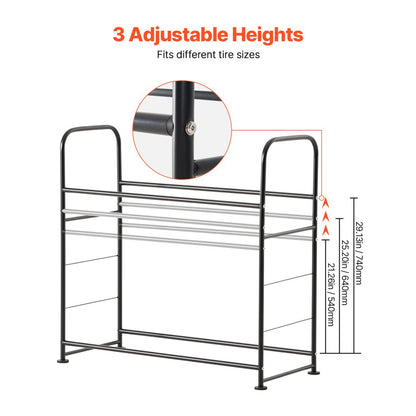 LX060 - Heavy-Duty Tire Storage Rack for 8 Tires with Dust Cover