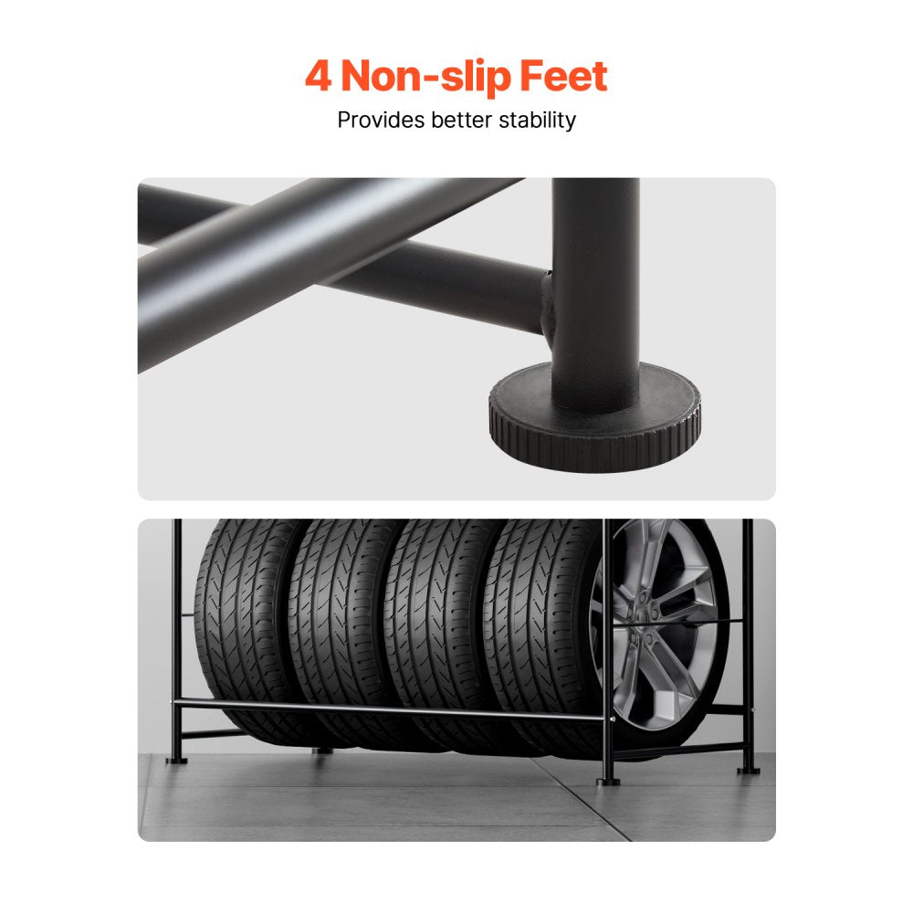 LX060 - Heavy-Duty Tire Storage Rack for 8 Tires with Dust Cover