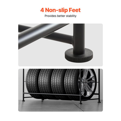 LX060 - Heavy-Duty Tire Storage Rack for 8 Tires with Dust Cover