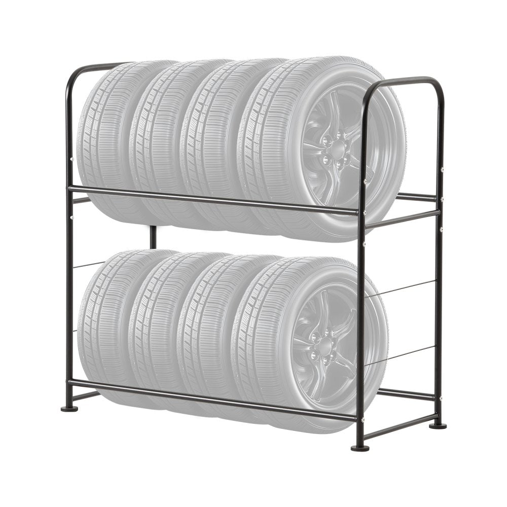 LX060 - Heavy-Duty Tire Storage Rack for 8 Tires with Dust Cover