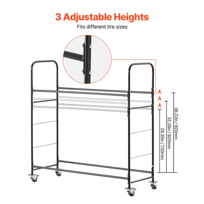 LX061 - Heavy-Duty 2-Layer Tire Rack with Casters & Dust Cover