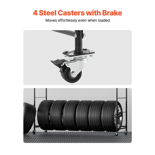 LX061 - Heavy-Duty 2-Layer Tire Rack with Casters & Dust Cover