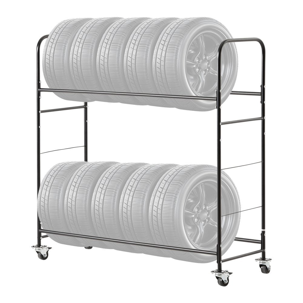 LX061 - Heavy-Duty 2-Layer Tire Rack with Casters & Dust Cover