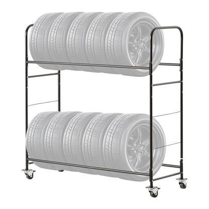 LX061 - Heavy-Duty 2-Layer Tire Rack with Casters & Dust Cover