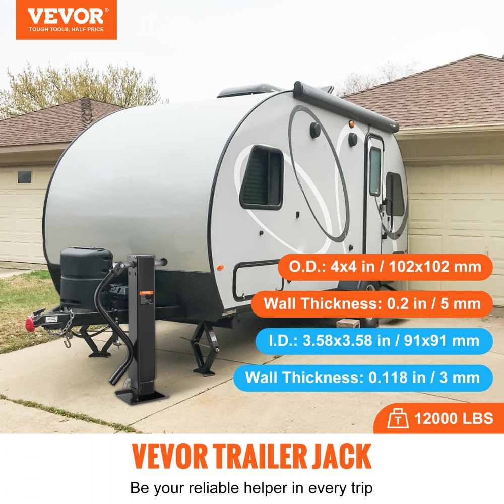 TJD-12000SP-F - Heavy-Duty Trailer Jack, 12000 lbs Capacity, Carbon Steel