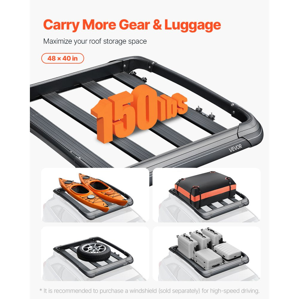 HJ-RB514A-120X100CM - Sturdy 48x40” Roof Rack Cargo Carrier for Your Adventures