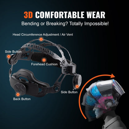 010553729274 - Large View Auto Darkening Welding Helmet for Precision Tasks