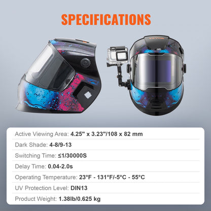 010553729274 - Large View Auto Darkening Welding Helmet for Precision Tasks