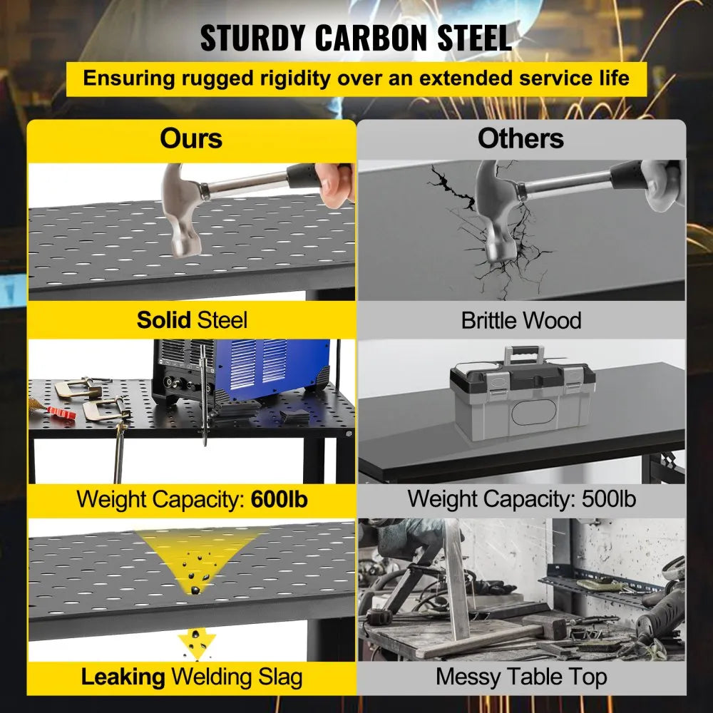 VV-WT-600 - Heavy-Duty 36" x 24" Welding Table, 600lbs Capacity