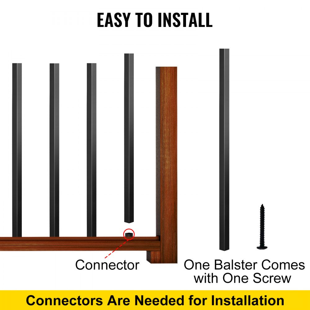 010137490597 - 26" Black Aluminum Deck Balusters for Modern Railing