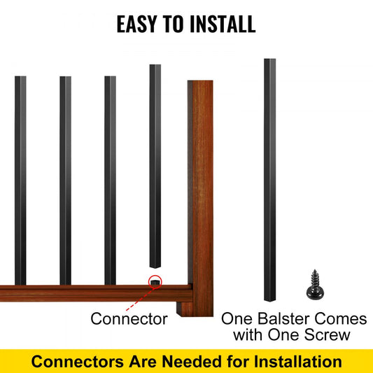010846753520 - Easy Install 32"x0.8" Black Aluminum Deck Balusters