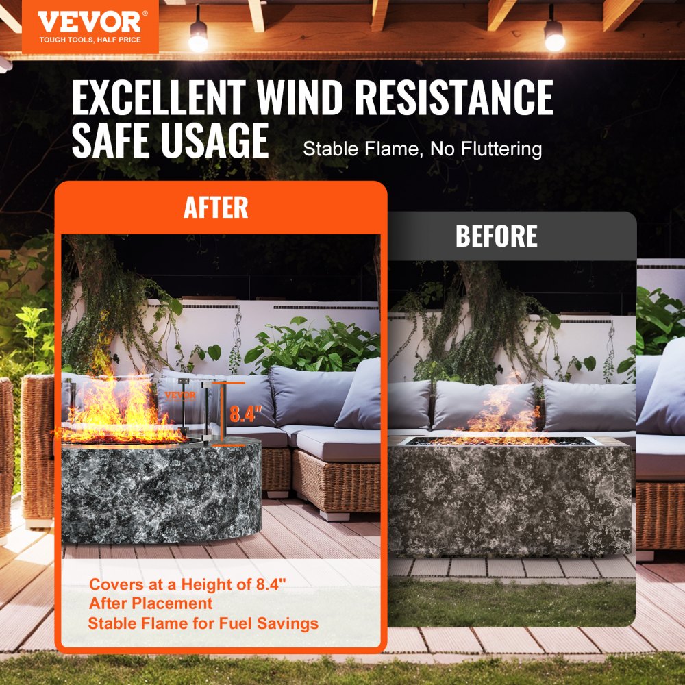 FFB18# - 29" Tempered Glass Wind Guard for Fire Pits