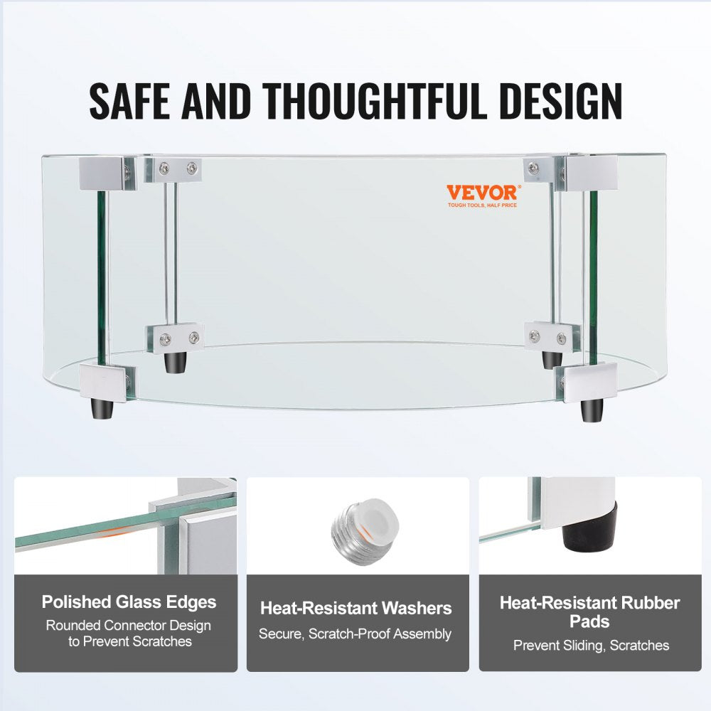 FFB18# - 29" Tempered Glass Wind Guard for Fire Pits