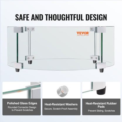 FFB18# - 29" Tempered Glass Wind Guard for Fire Pits