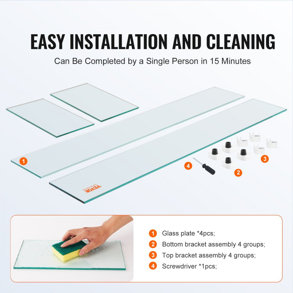 FFB12# - Elegant Tempered Glass Wind Guard for Rectangular Fire Pit