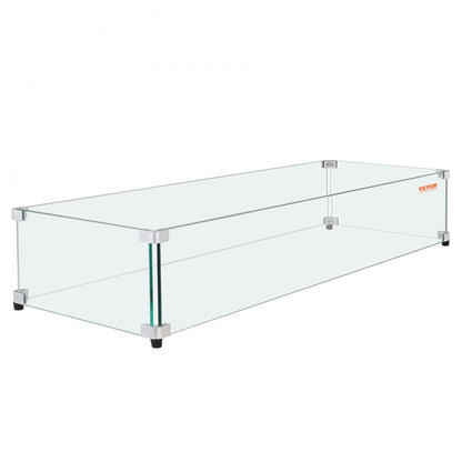 FFB14# - Tempered Glass Wind Guard for Rectangular Fire Pit, 36 x 16 x 7.5 Inch