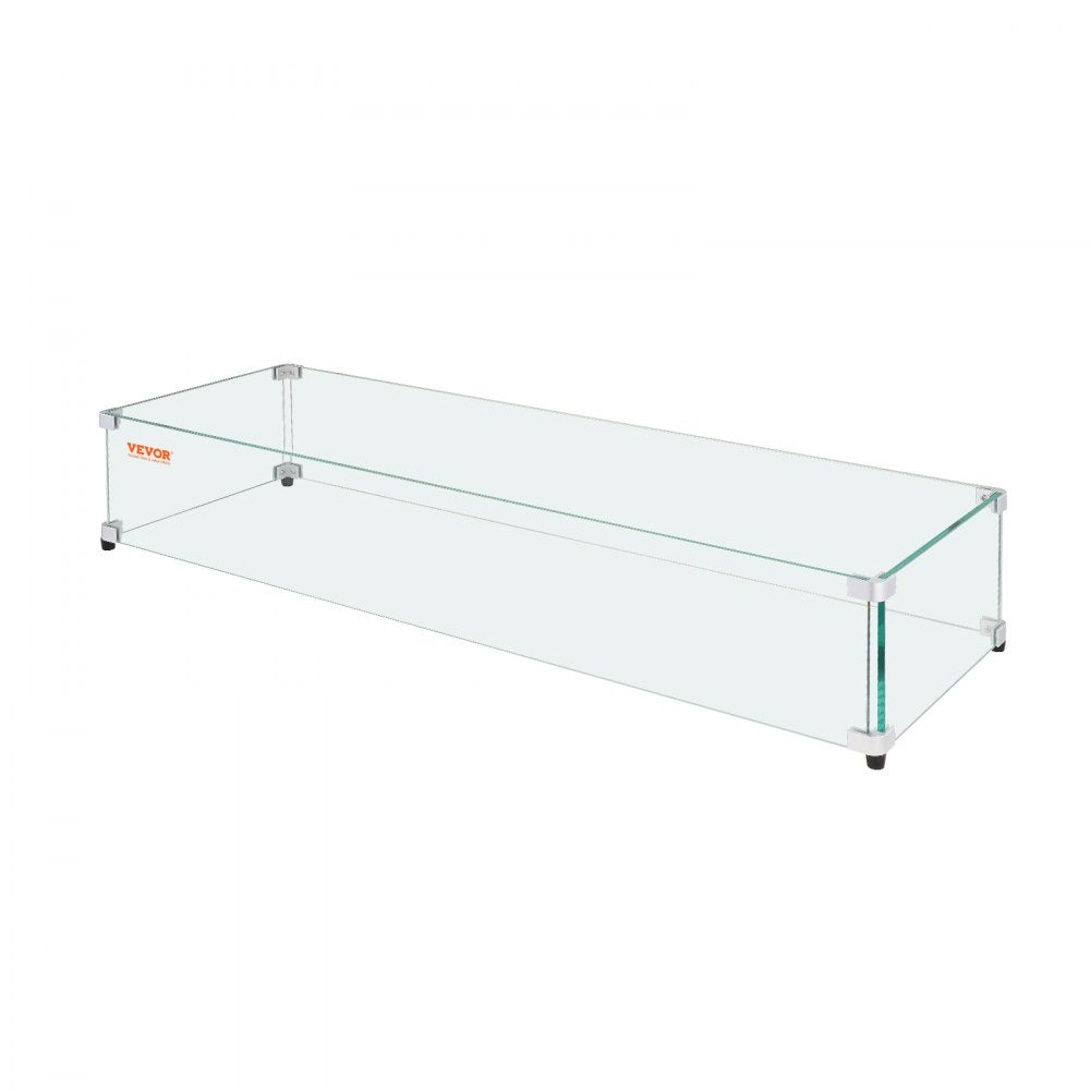 FFB14# - Tempered Glass Wind Guard for Rectangular Fire Pit, 36 x 16 x 7.5 Inch