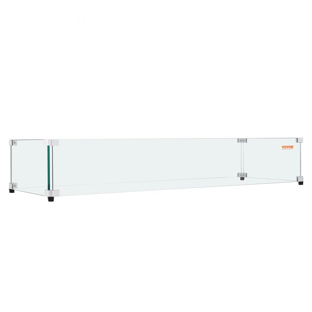 FFB14# - Tempered Glass Wind Guard for Rectangular Fire Pit, 36 x 16 x 7.5 Inch