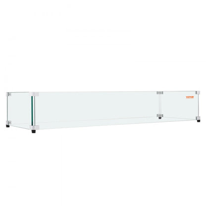FFB14# - Tempered Glass Wind Guard for Rectangular Fire Pit, 36 x 16 x 7.5 Inch