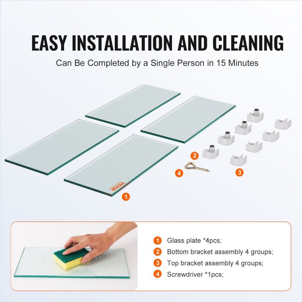 VV-FWG-FX1515 - Durable 0.31-Inch Glass Wind Guard for Square Fire Tables