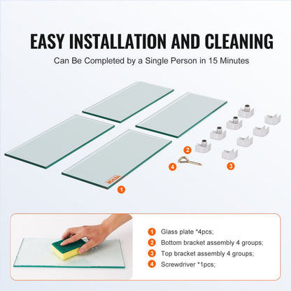 VV-FWG-FX1515 - Durable 0.31-Inch Glass Wind Guard for Square Fire Tables