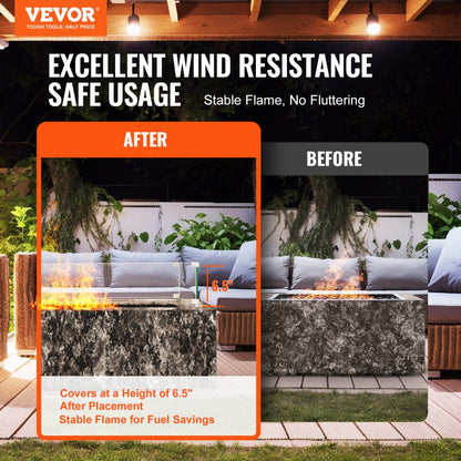 VV-FWG-FX248 - Sturdy Tempered Glass Wind Guard for Square Fire Pit