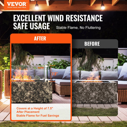 FFB16# - Clear Glass Wind Guard for Safe Gas Fire Pit Enjoyment