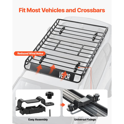 1209-2 - 51" Universal Roof Rack Cargo Basket with Bag & Net