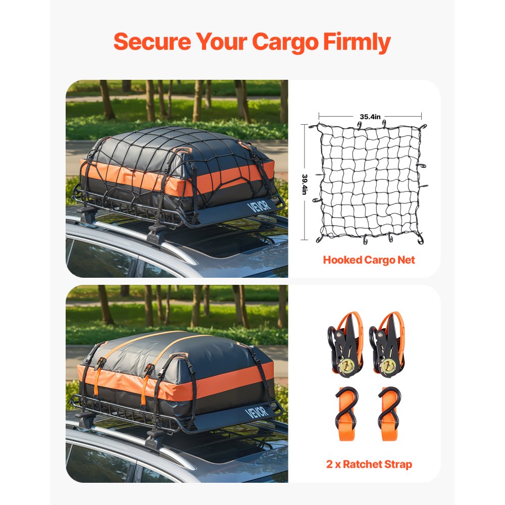 1209-2 - 51" Universal Roof Rack Cargo Basket with Bag & Net
