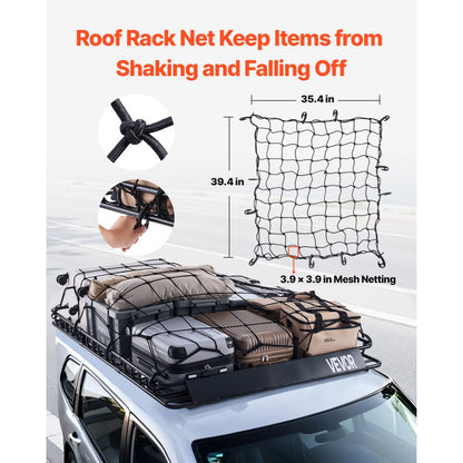 1209-4 - Durable 64x50 Roof Rack Cargo Carrier with Nets, 150 lbs Capacity