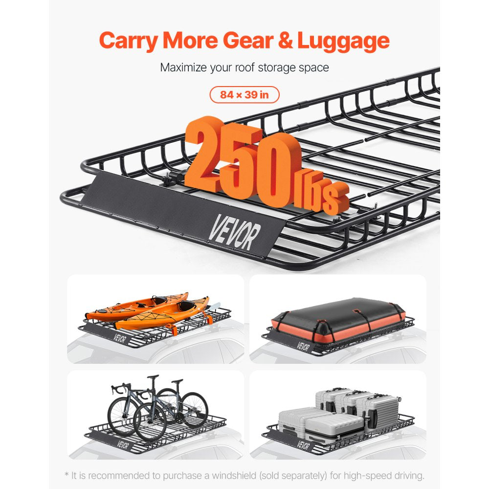 1209-5 - 84x39 in Universal Roof Rack Cargo Basket with Bag & Net