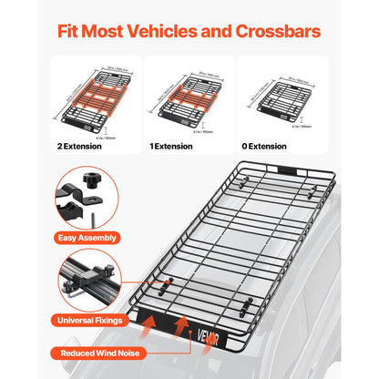 1209-5 - 84x39 in Universal Roof Rack Cargo Basket with Bag & Net
