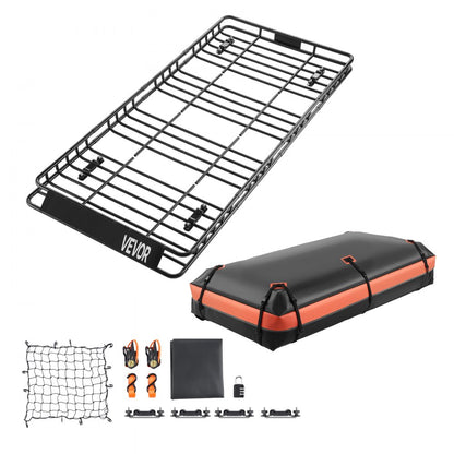 1209-5 - 84x39 in Universal Roof Rack Cargo Basket with Bag & Net
