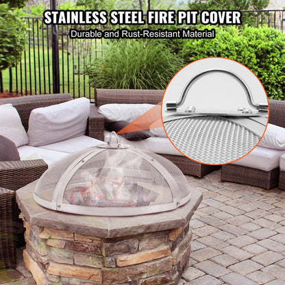 SCSKD01-30" - Durable Stainless Steel Fire Pit Spark Screen, 30" Round Design